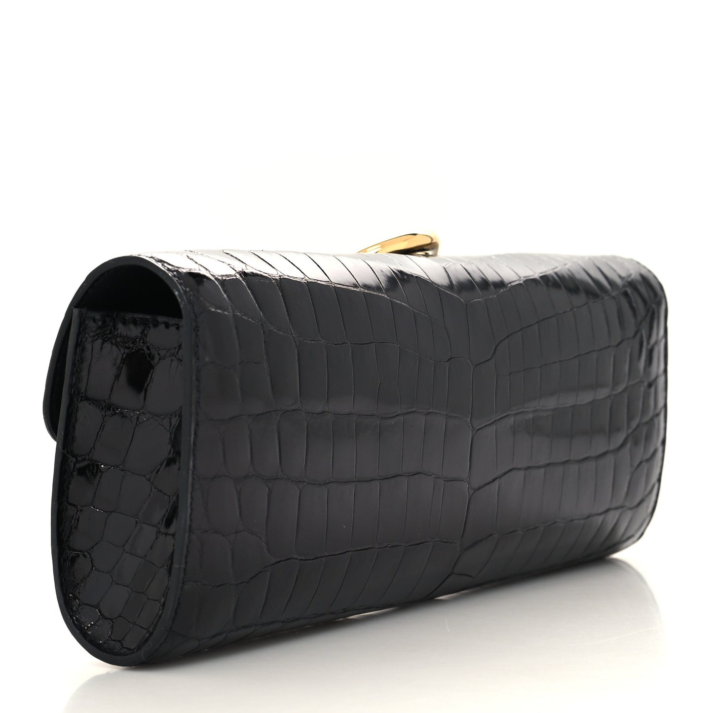 Shiny Niloticus Crocodile Egee Clutch Black
