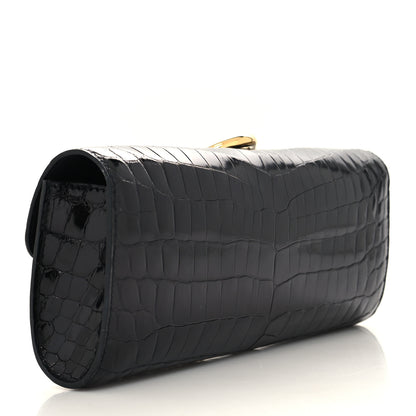 Hermes Shiny Niloticus Crocodile Egee Clutch Black 3 of 12