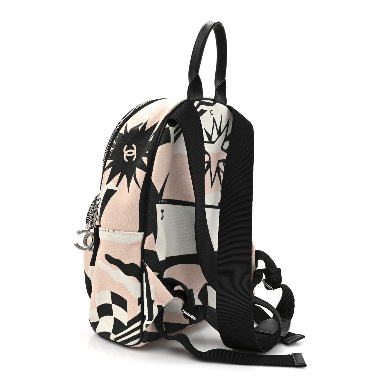 Chanel Canvas Cruise La Pausa Print Backpack Pink White Black