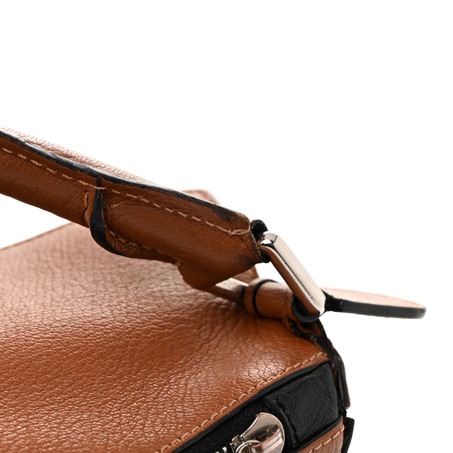 Loewe Calfskin Colorblock Medium Puzzle Bag Tan Red Black 15 of 19