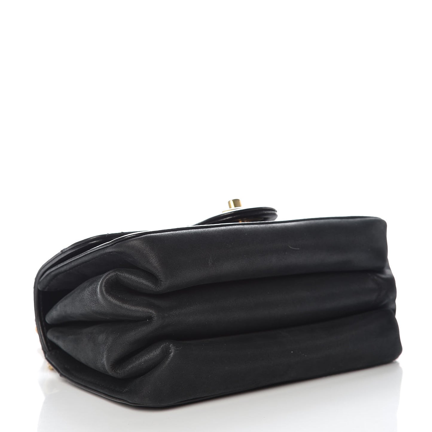 Iridescent Calfskin Quilted Mini Straight Lined Flap Black