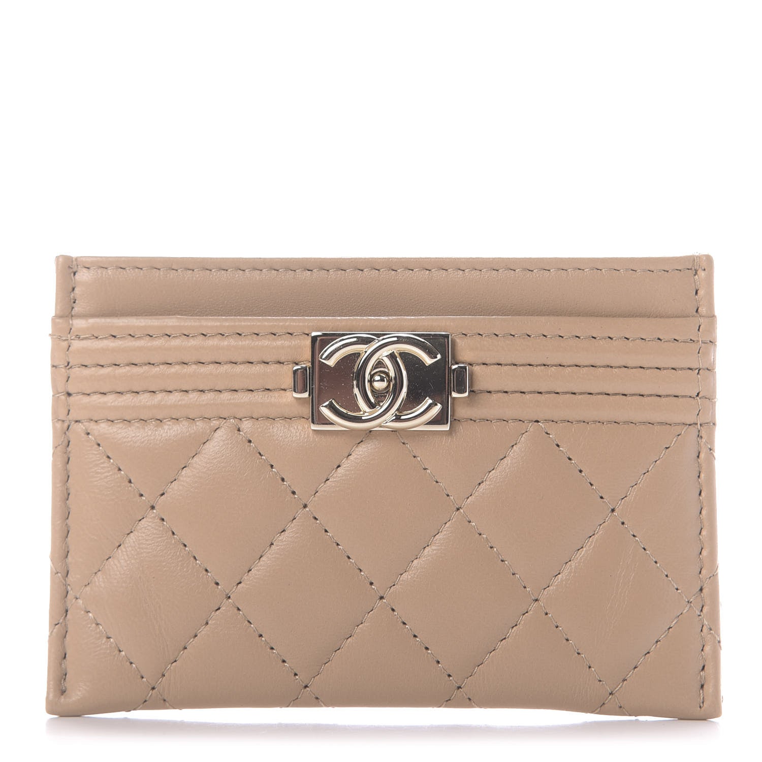 Chanel Lambskin Quilted Boy Card Holder Beige 1 of 10