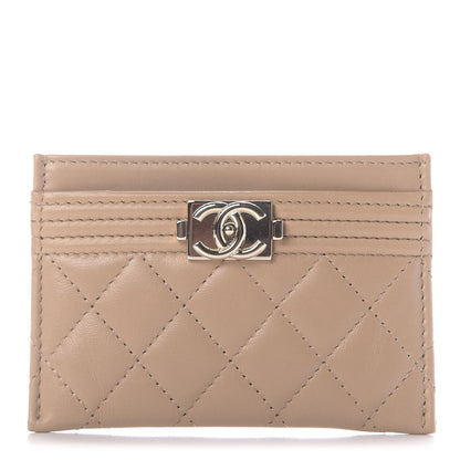Chanel Lambskin Quilted Boy Card Holder Beige 1 of 10
