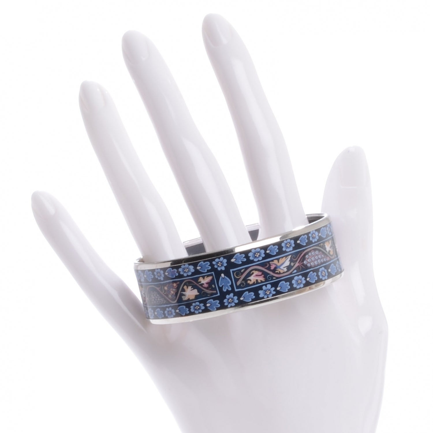Hermes Enamel Printed Wide Bracelet 65 Bleu 2 of 5