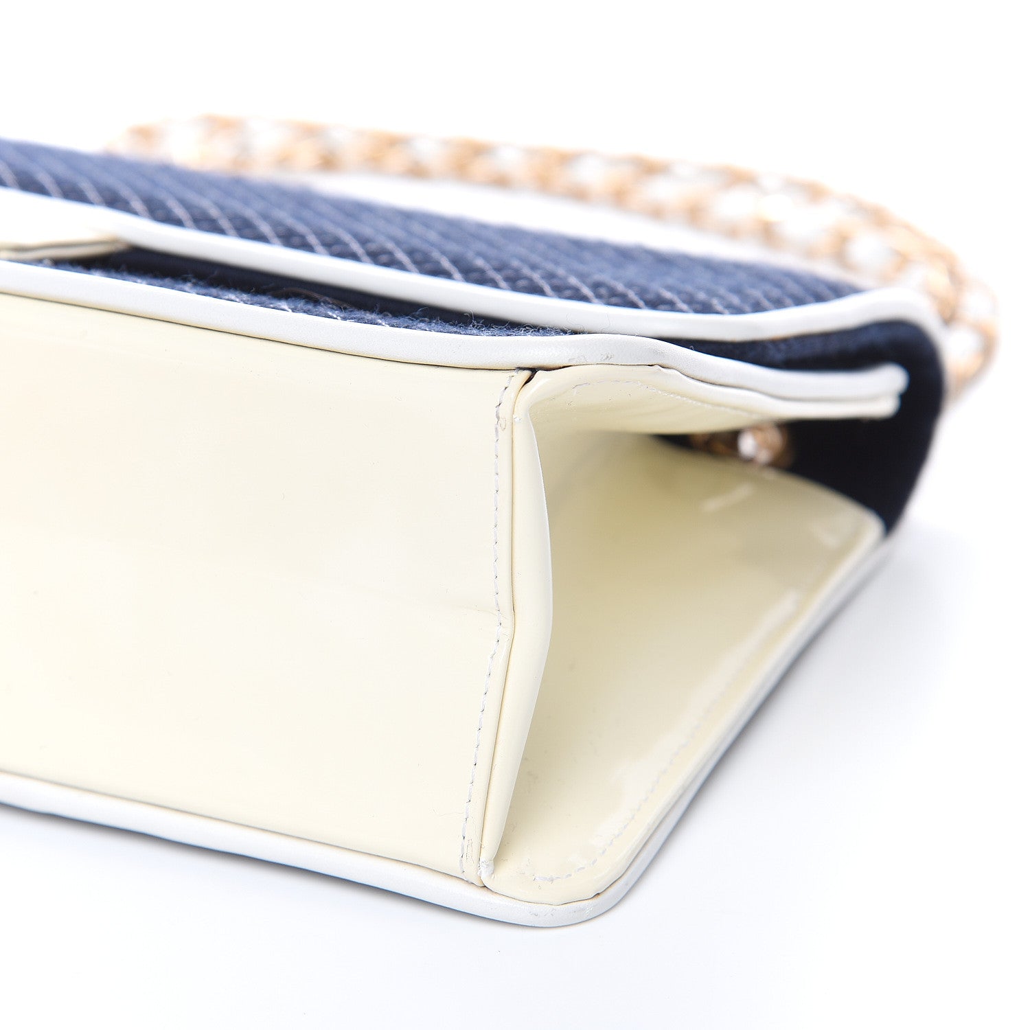 Chanel Patent Jersey Quilted Single Flap Navy 9 of 13