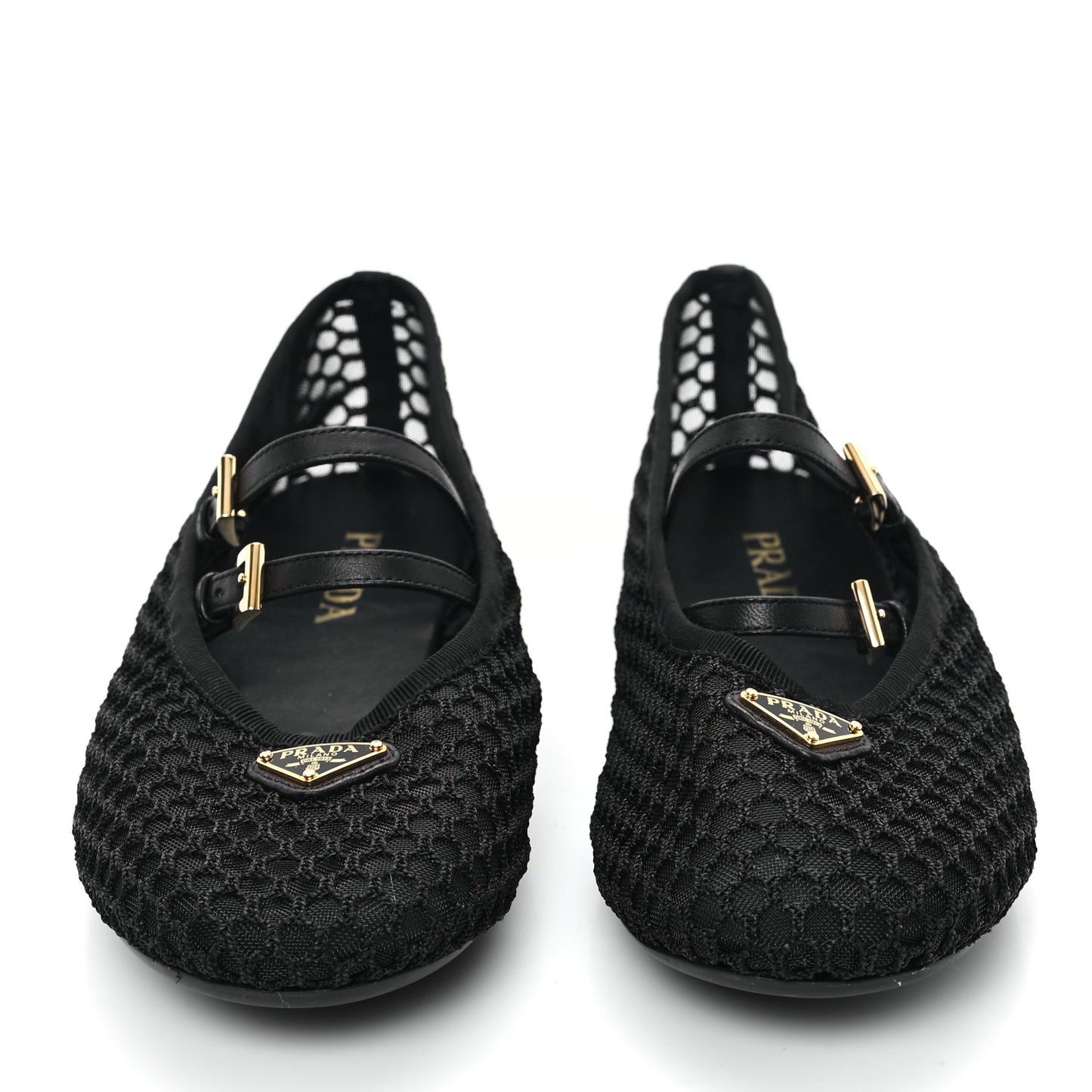 Mesh Fabric Ballerina Flats 41 Black