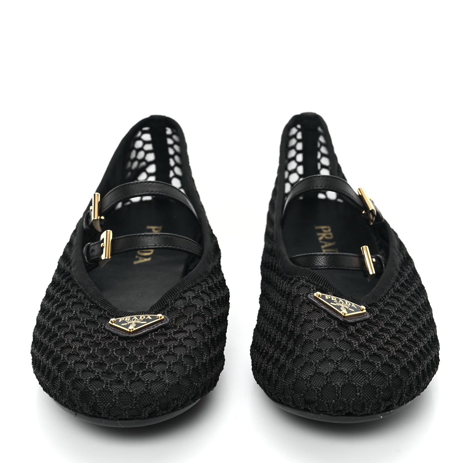 Prada Mesh Fabric Ballerina Flats 41 Black 3 of 8