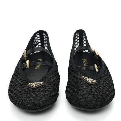 Prada Mesh Fabric Ballerina Flats 41 Black 3 of 8