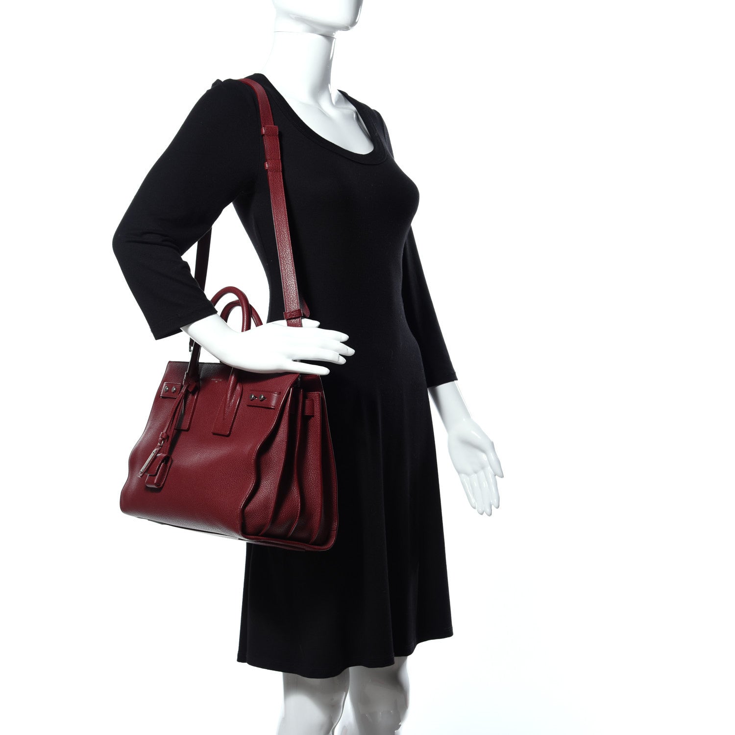Saint Laurent Grained Calfskin Small Supple Sac De Jour Dark Pallisandre 2 of 8