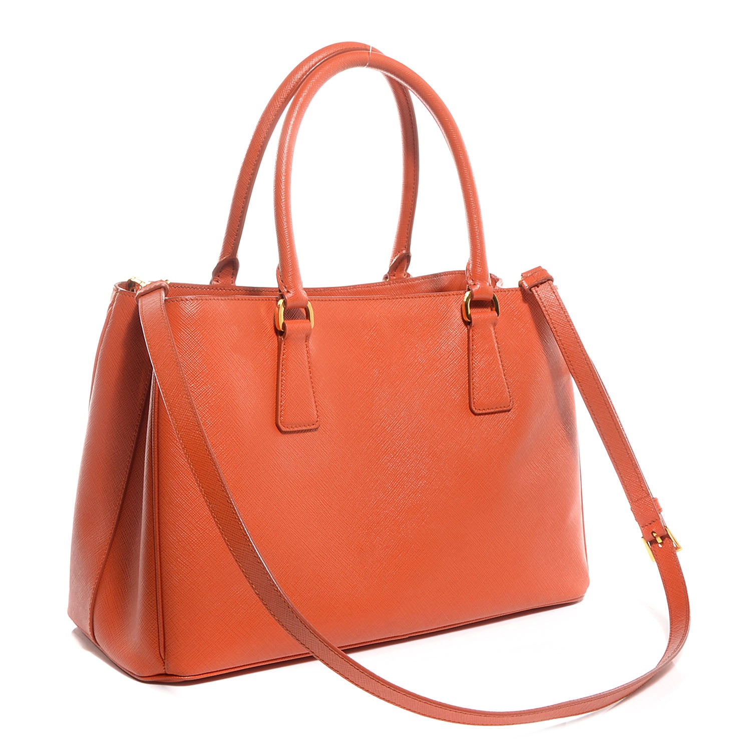 Prada Saffiano Lux Medium Tote Papaya 3 of 10