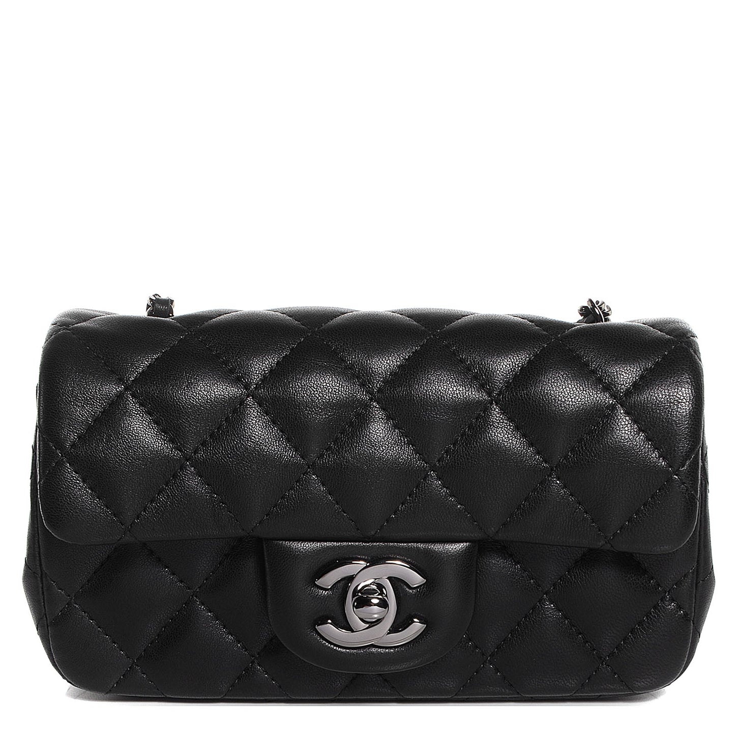 Lambskin Quilted Extra Mini Flap Black
