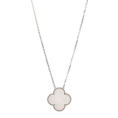 Van Cleef & Arpels 18K White Gold Mother of Pearl Magic Alhambra Pendant Necklace 1 of 4