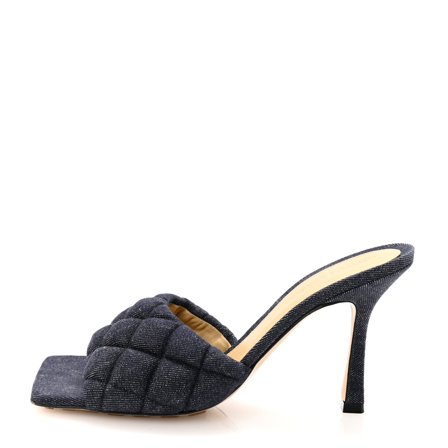 Denim Matelasse Padded Mule Sandals 37.5 Indigo