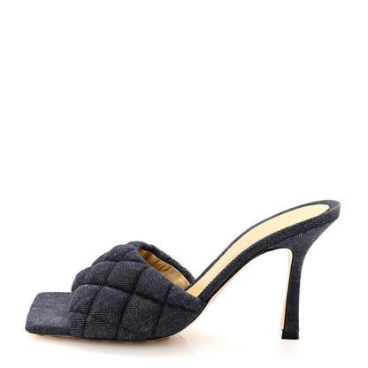 Bottega Veneta Denim Matelasse Padded Mule Sandals 37.5 Indigo 1 of 8