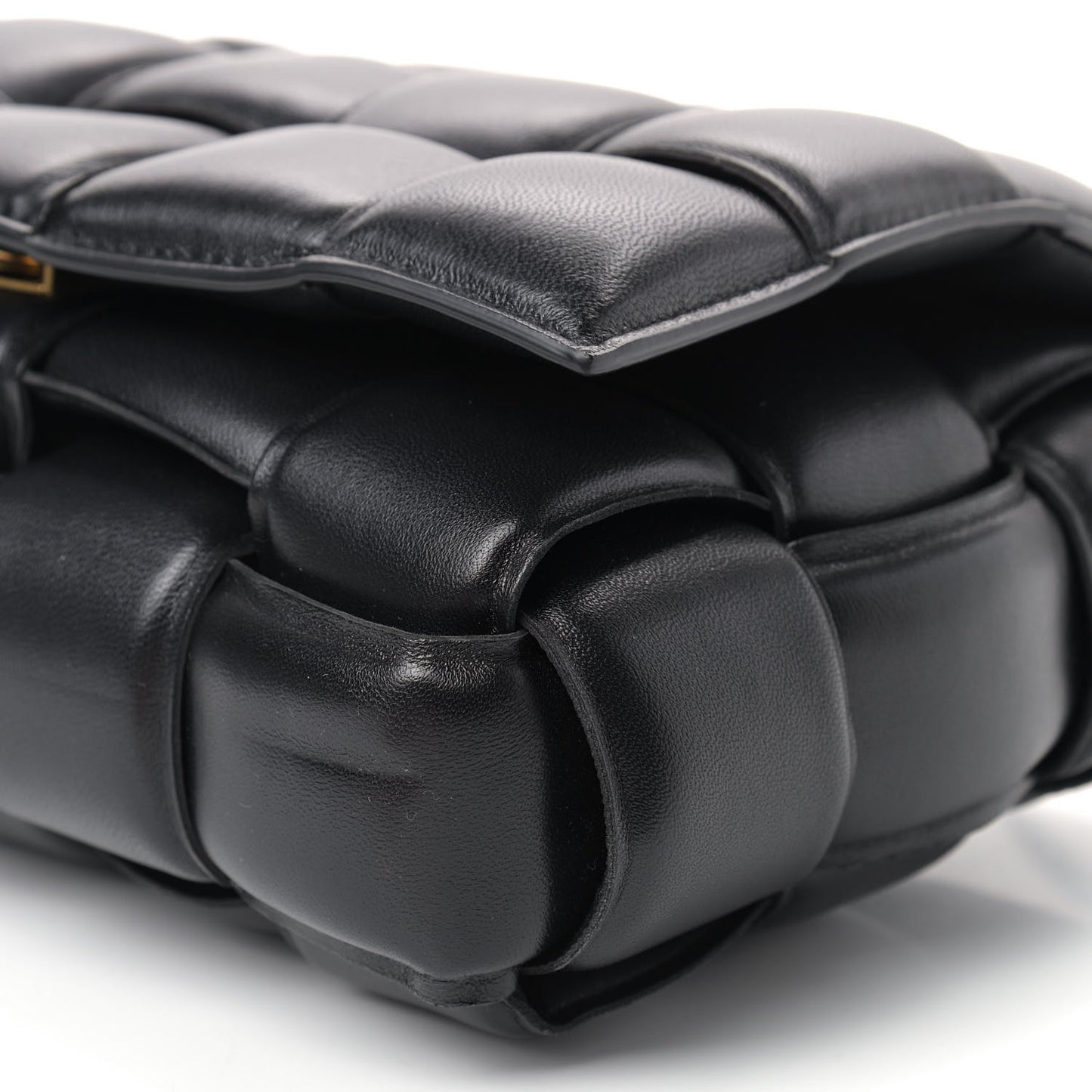 Nappa Maxi Intreccio Padded Cassette Crossbody Bag Black