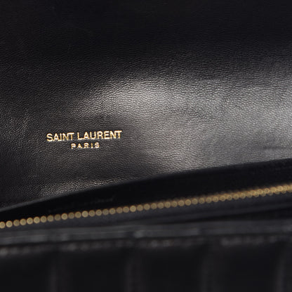 Saint Laurent Lambskin Matelasse Monogram Large Vicky Continental Wallet Black 6 of 10
