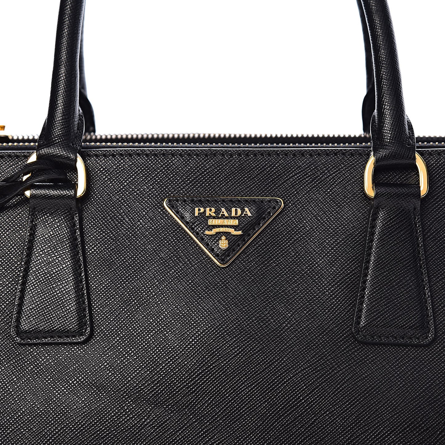 Saffiano Medium Galleria Double Zip Tote Black