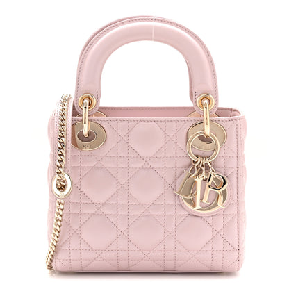 Christian Dior Metallic Lambskin Cannage Mini Lady Dior Lotus 1 of 11
