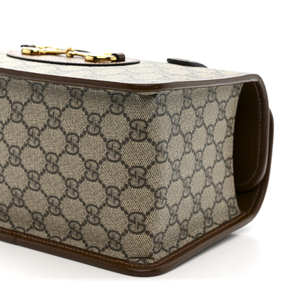 Gucci GG Supreme Monogram Azalea Calfskin Mini Horsebit 1955 Foldover Top Handle Bag Beige Ebony Brown Sugar 10 of 10