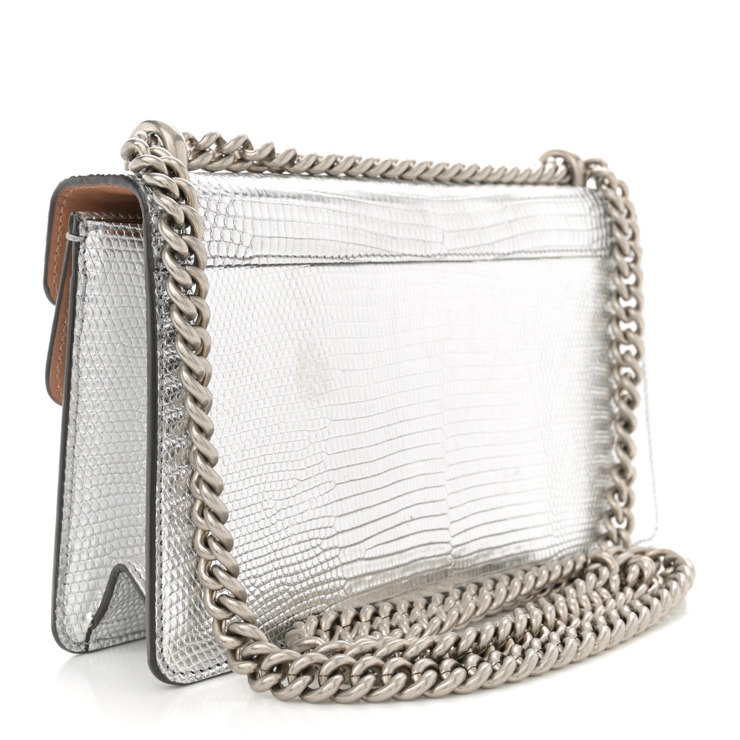 Lizard Crystal Small Dionysus Shoulder Bag Silver