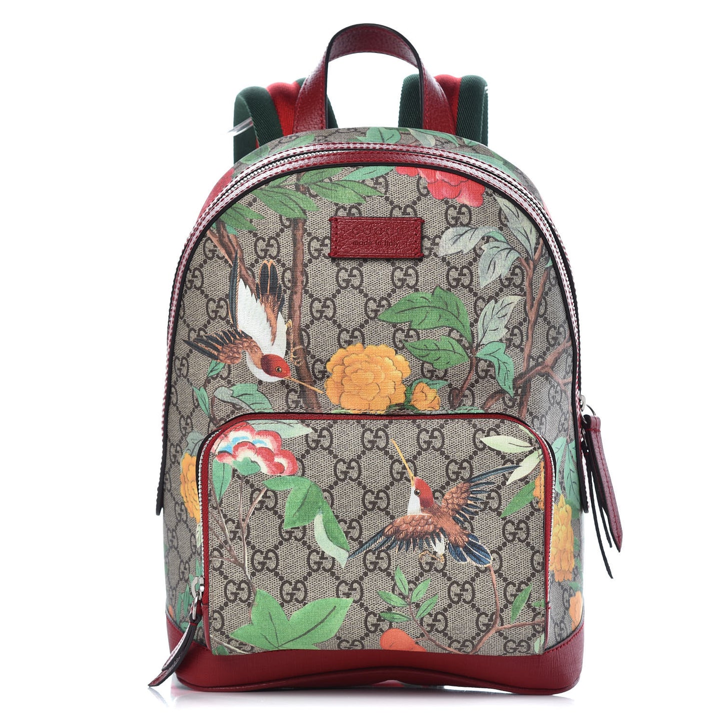 GG Supreme Monogram Tian Web Small Day Backpack Beige Multicolor Red