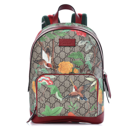 Gucci GG Supreme Monogram Tian Web Small Day Backpack Beige Multicolor Red 1 of 17