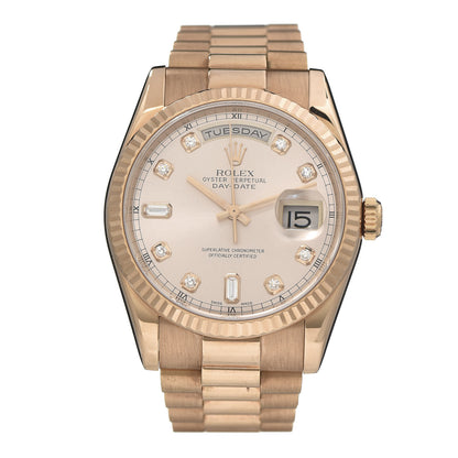 Rolex 18K Everose Gold Diamond 36mm Oyster Perpetual Day-Date President Watch Rose 118235 1 of 6
