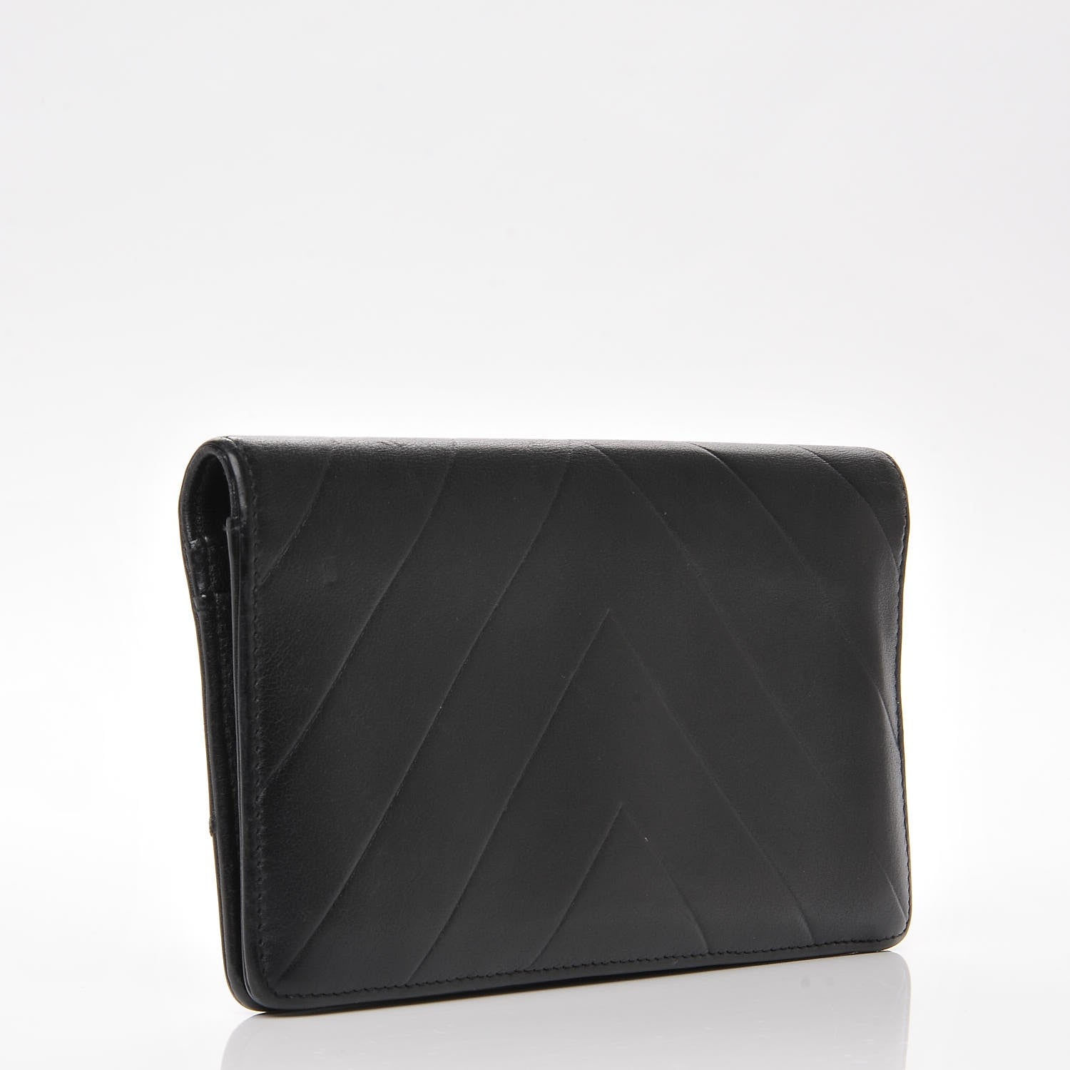 Chanel Calfskin Chevron CC All Day Long Yen Wallet Black 3 of 8