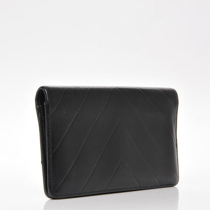 Chanel Calfskin Chevron CC All Day Long Yen Wallet Black 3 of 8