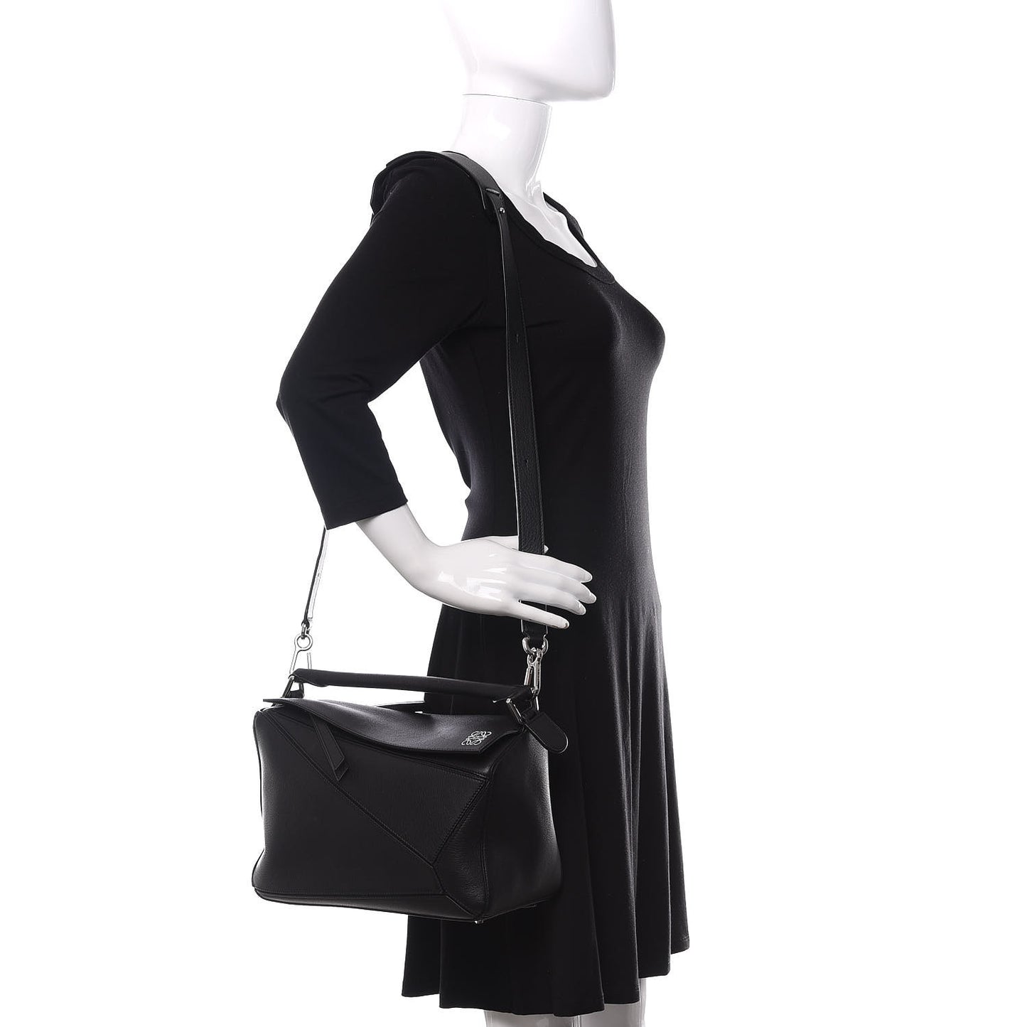 Calfskin Medium Puzzle Bag Black