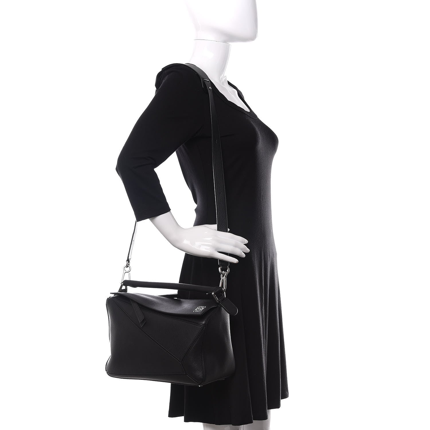 Loewe Calfskin Medium Puzzle Bag Black 2 of 13