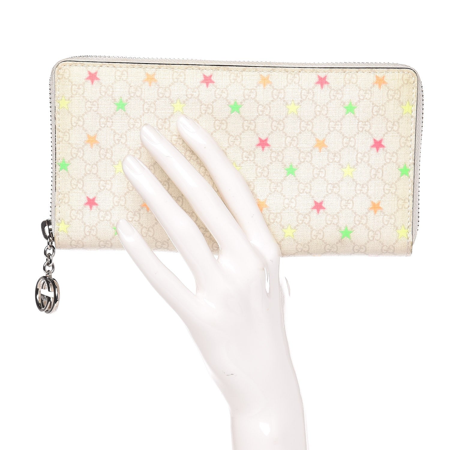 Gucci Micro GG Supreme Stars GG Pierce Zip Around Wallet White 2 of 7