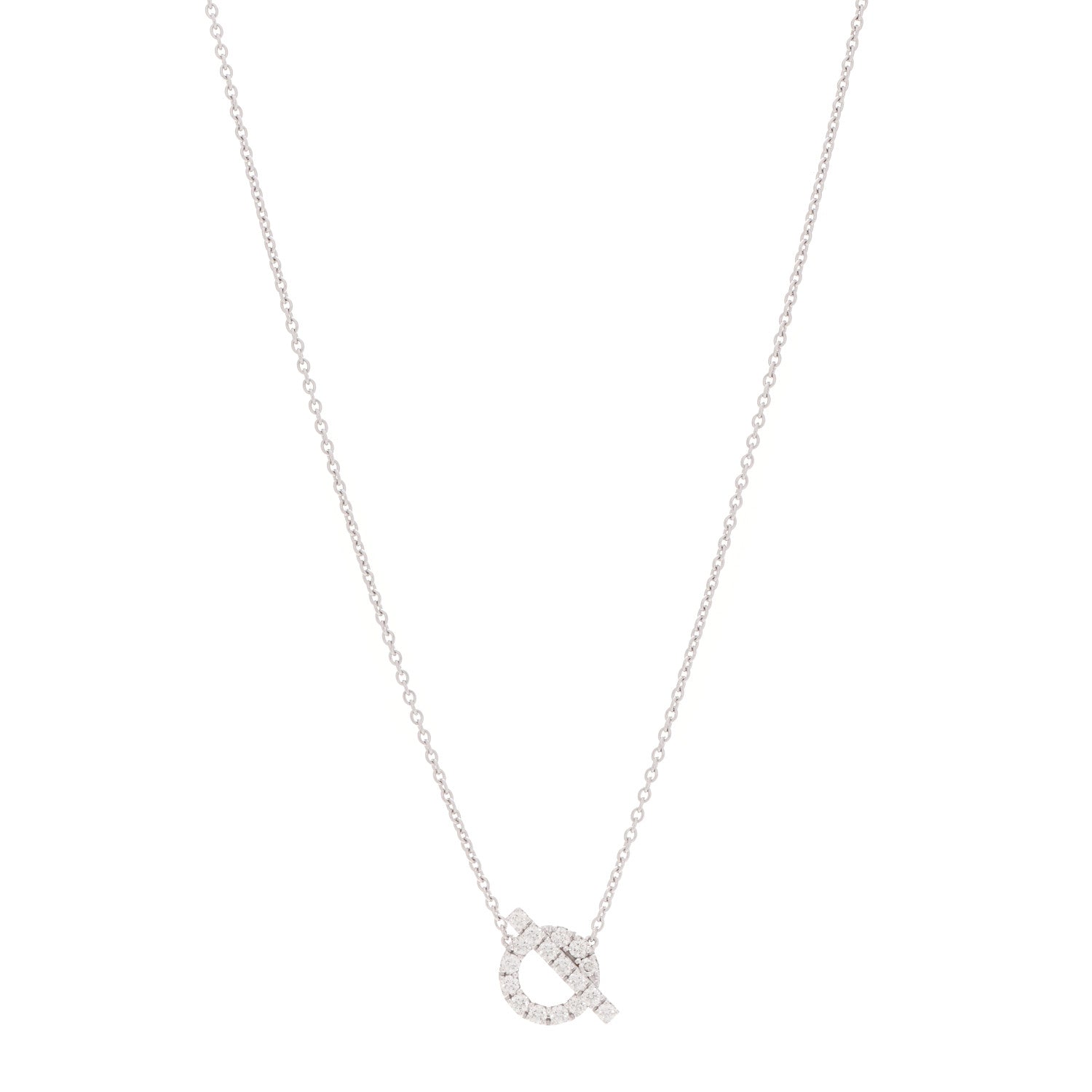 Hermes 18K White Gold Diamond Finesse Pendant Necklace 1 of 5