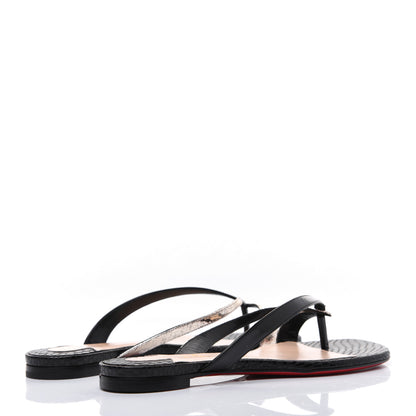 Christian Louboutin Patent Lame Cabaret Minimeyer Flat Sandals 36 Black Platine 4 of 9