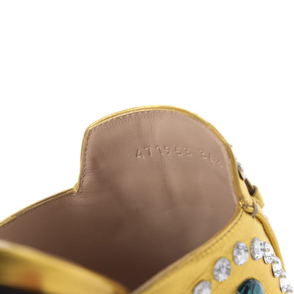 Gucci Metallic Nappa Crystal Womens Princetown Slippers 36.5 Gold 8 of 9