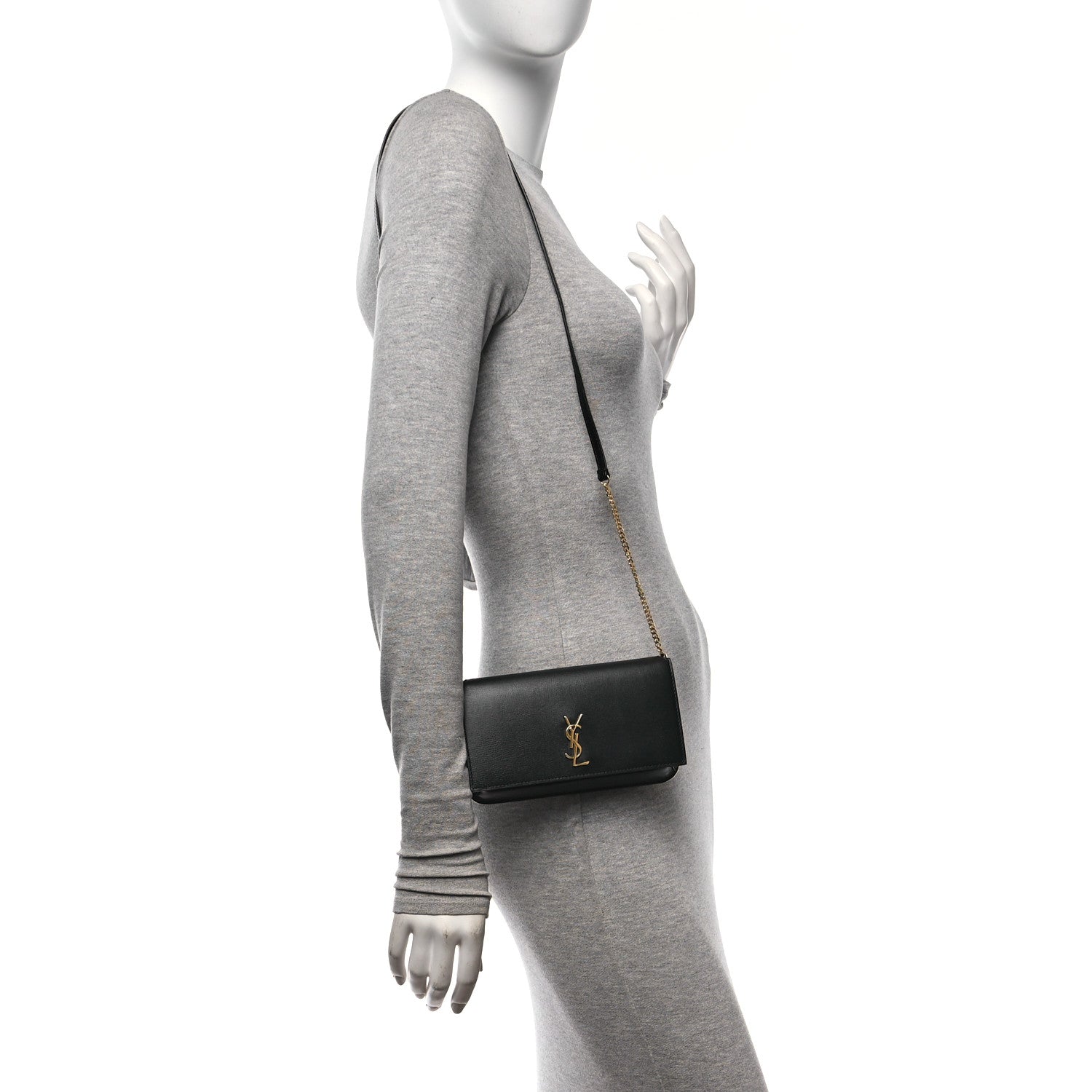 Saint Laurent Grained Calfskin Monogram Phone Holder Crossbody Black 2 of 10