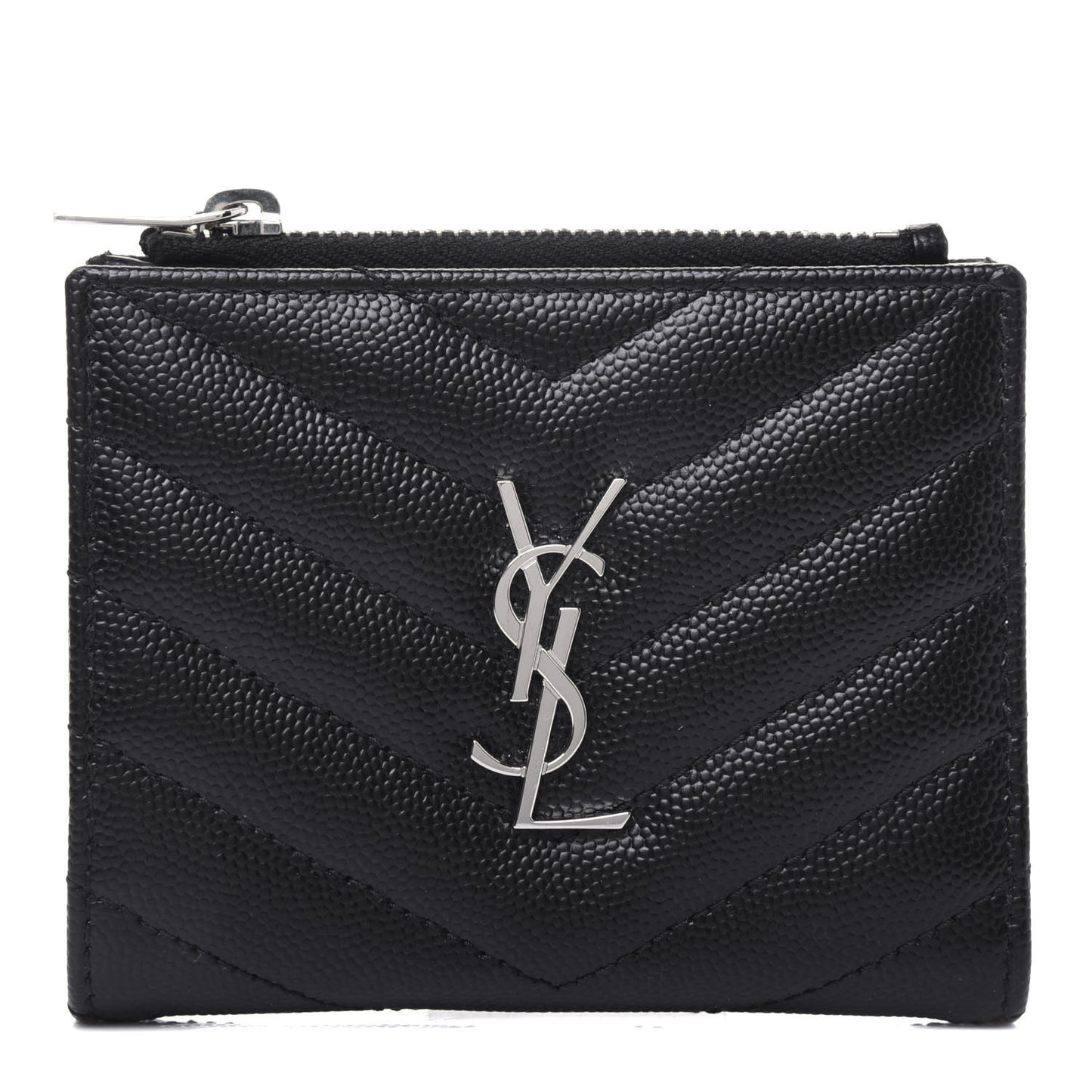 Grain De Poudre Matelasse Chevron Monogram Zipped Card Case Black