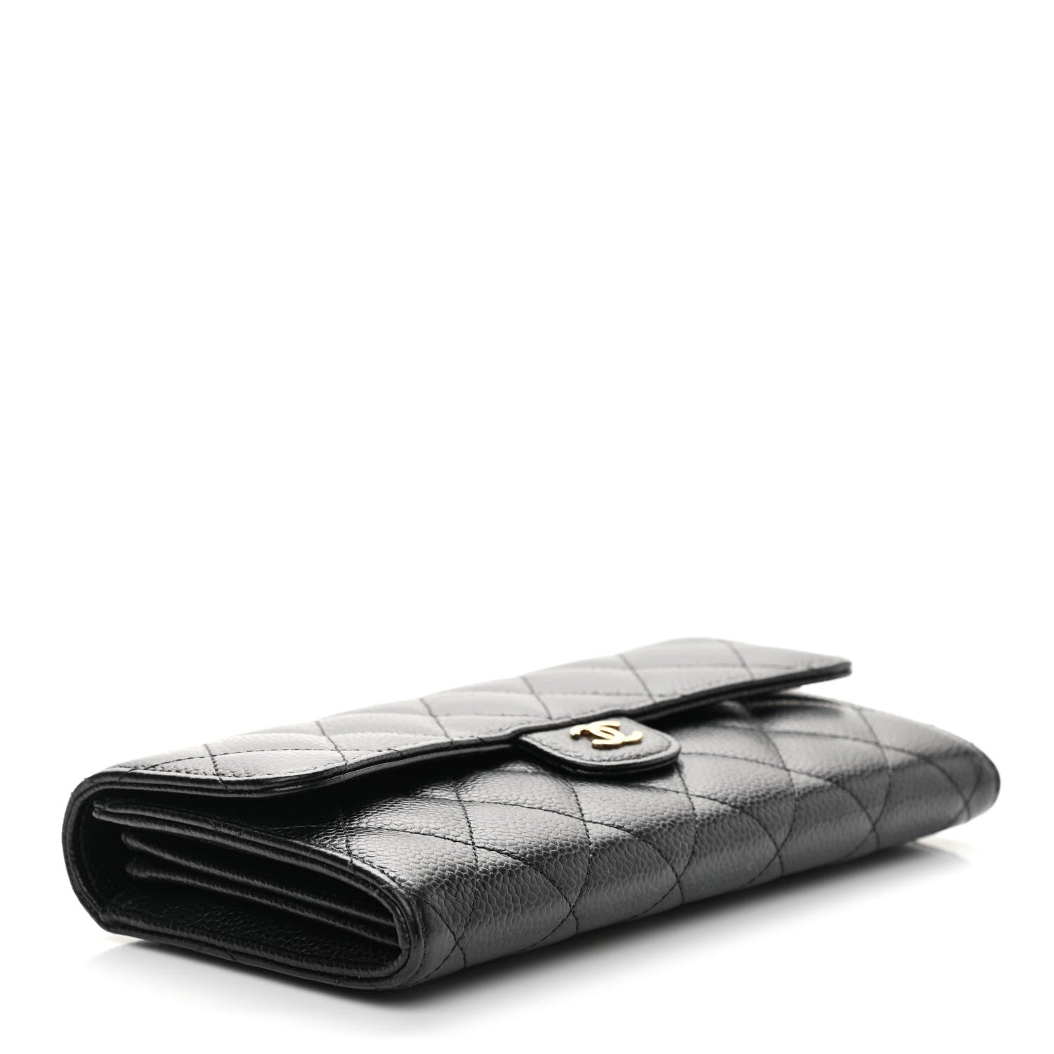 Chanel Caviar Quilted Large Gusset Flap Wallet Black 4 of 7