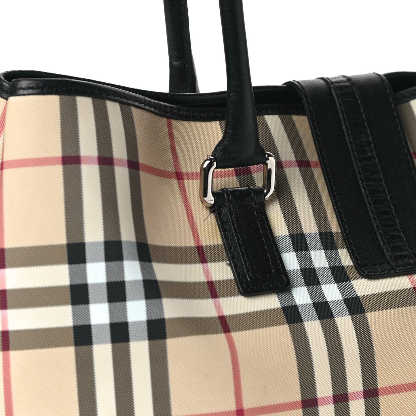House Check Large Buckle Tote Black