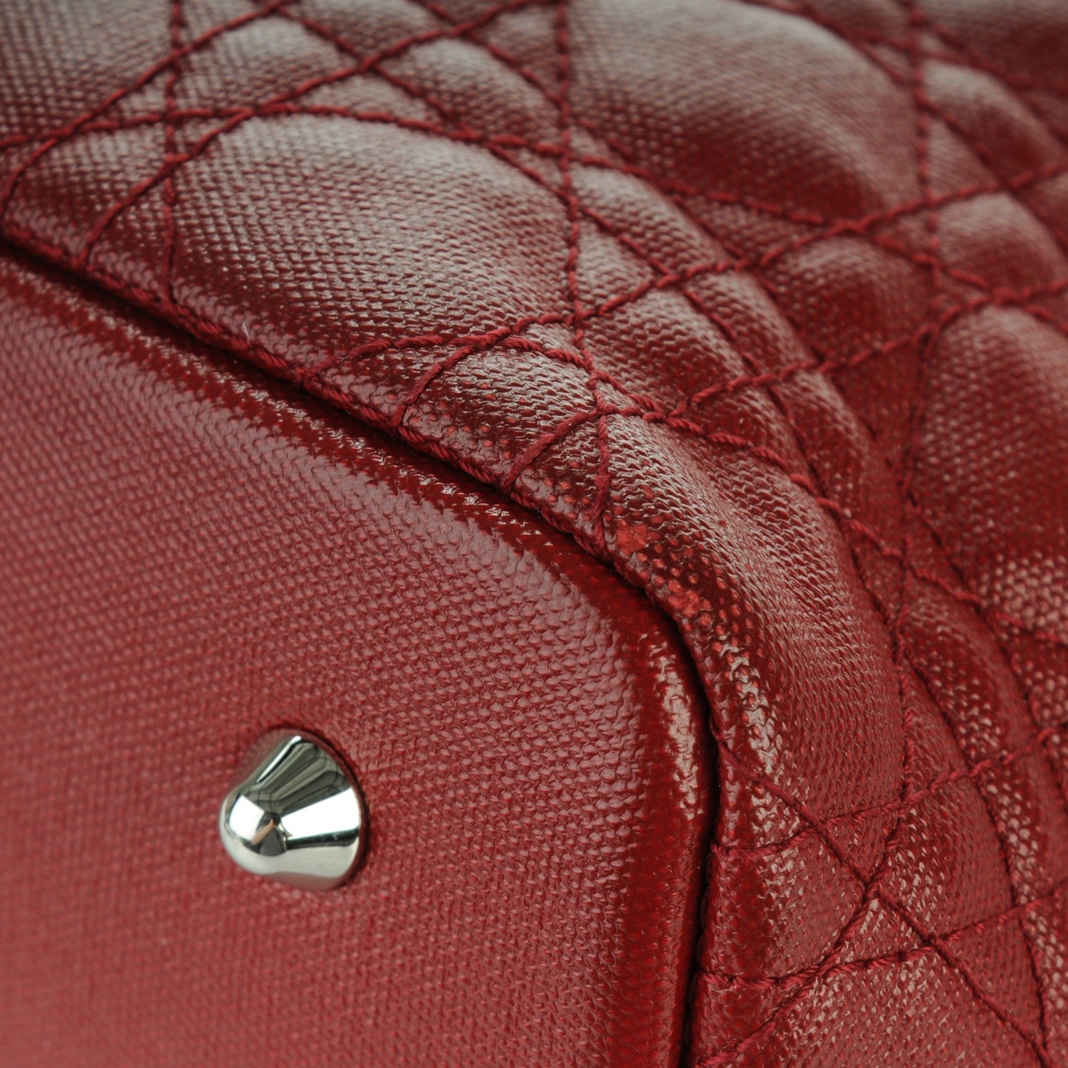 Christian Dior Coated Canvas Cannage Medium Panarea Tote Red 8 of 9