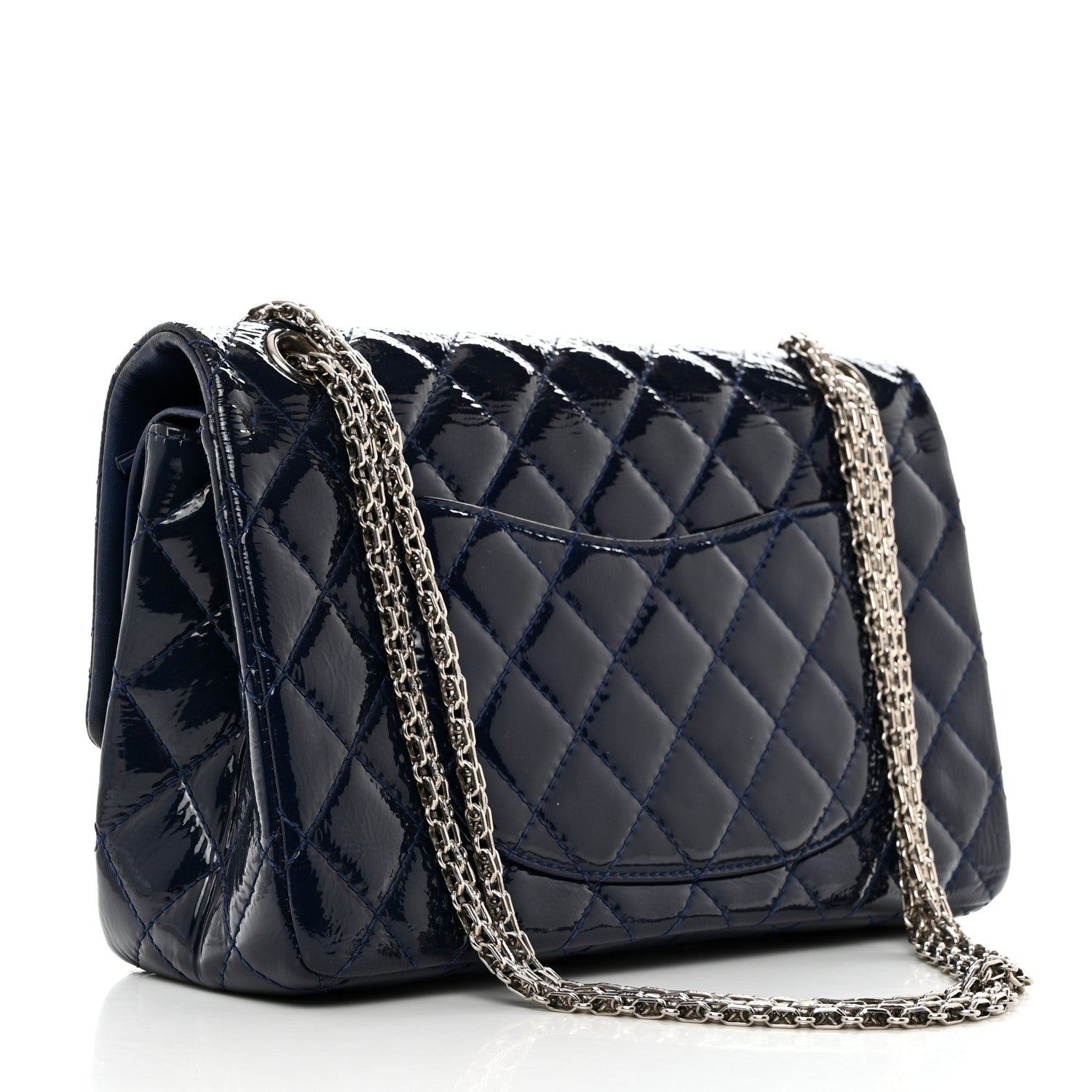 Chanel Distressed Patent Quilted 2.55 Reissue 227 Flap Dark Blue 2 of 13