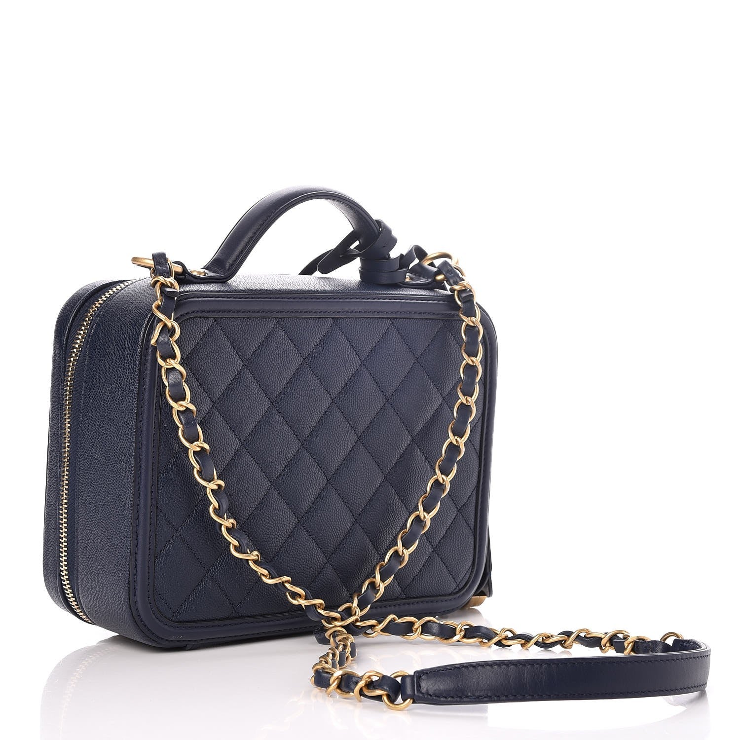 Chanel Caviar Quilted Medium CC Filigree Vanity Case Navy 3 of 8