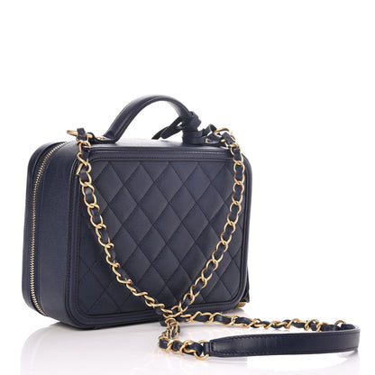 Chanel Caviar Quilted Medium CC Filigree Vanity Case Navy 3 of 8