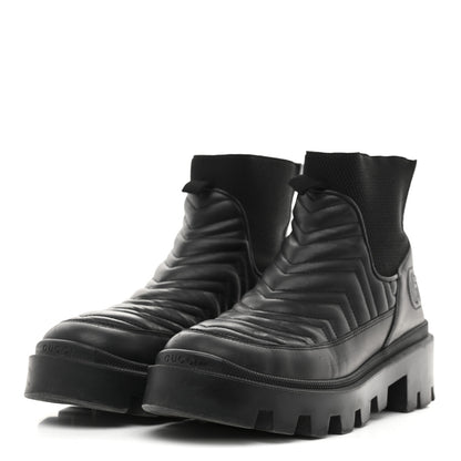 Gucci Calfskin Nappa Matelasse Frances Chelsea Boots 39 Black 4 of 9