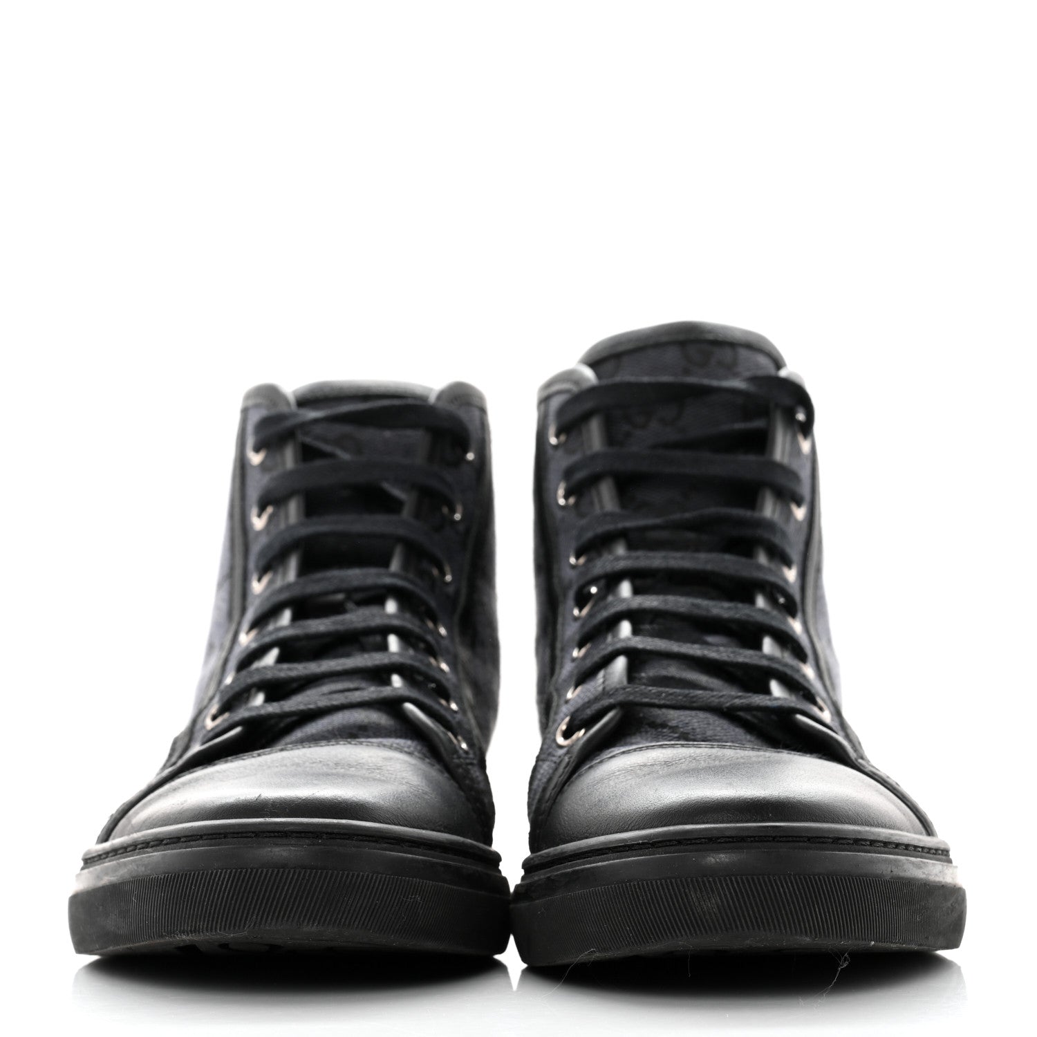 Gucci Monogram Womens High Top Sneakers 36.5 Black 2 of 8
