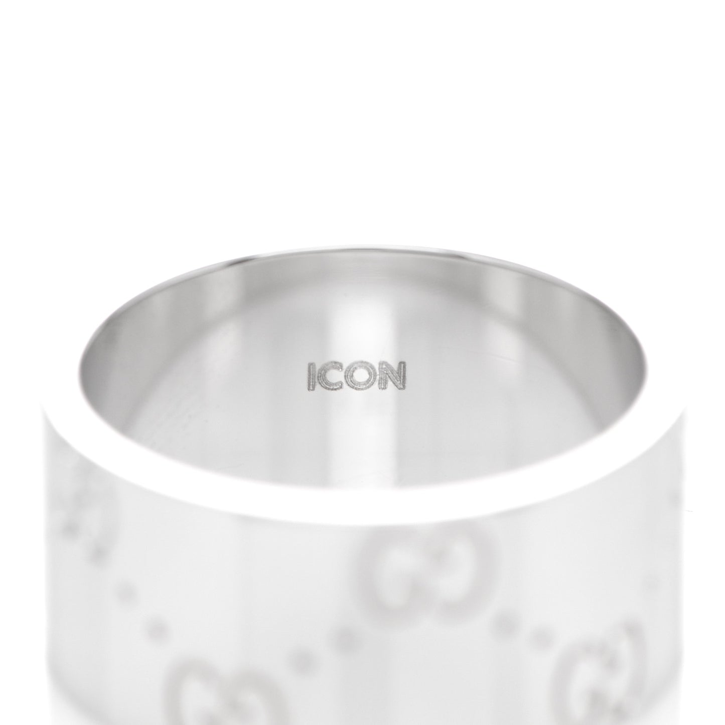 18K White Gold 9mm Icon Band Ring 53 6.25