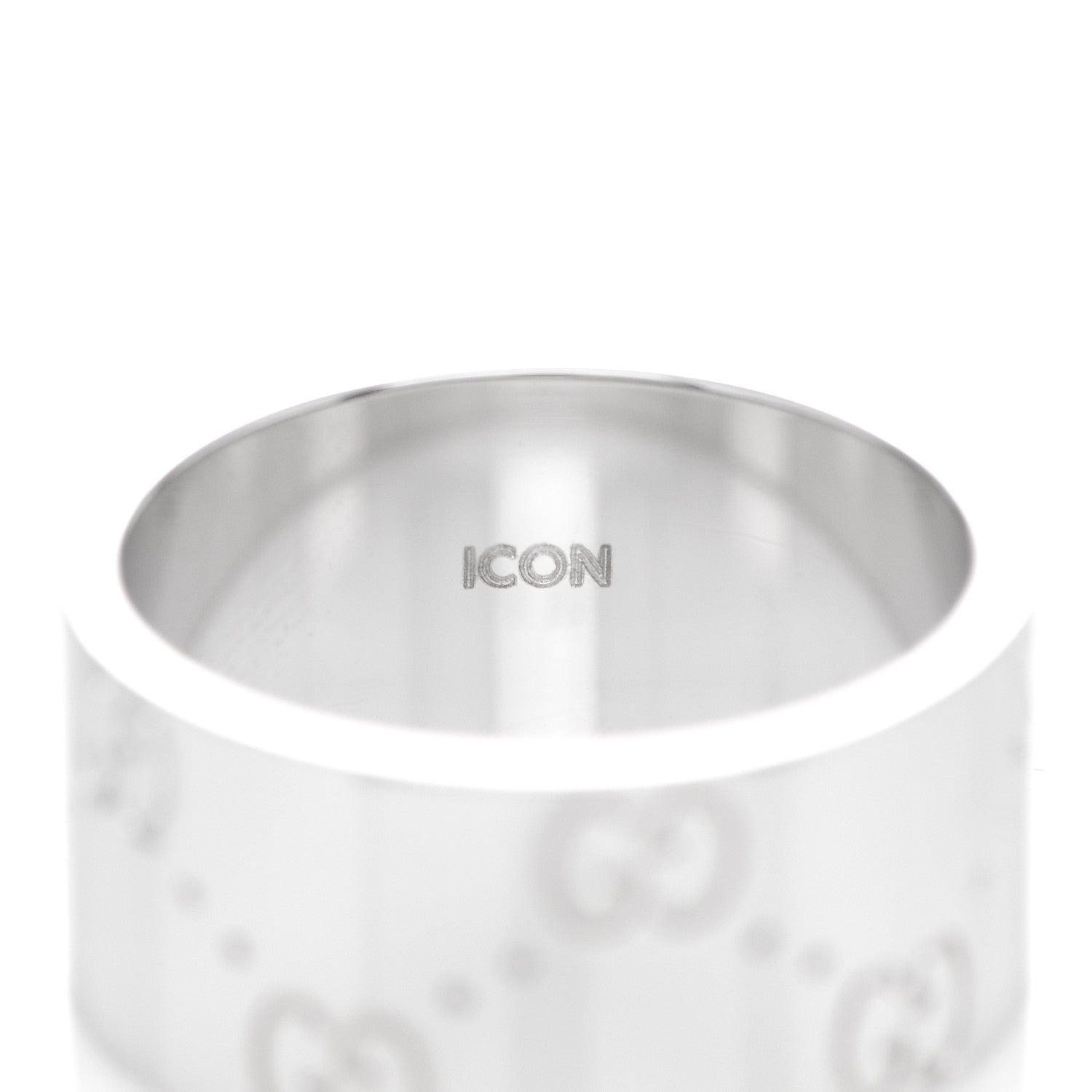 Gucci 18K White Gold 9mm Icon Band Ring 53 6.25 7 of 8