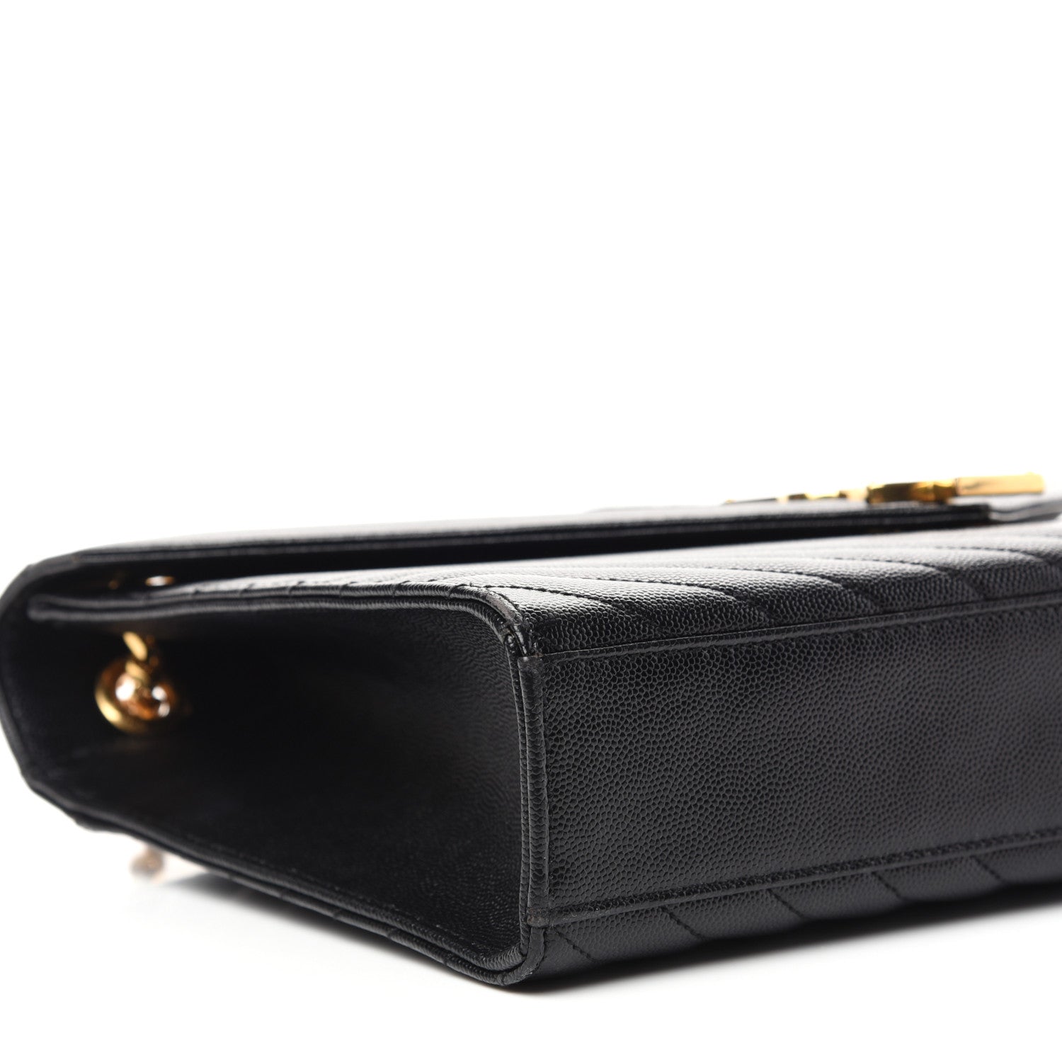 Saint Laurent Grain De Poudre Matelasse Chevron Large Monogram Satchel Black 8 of 10