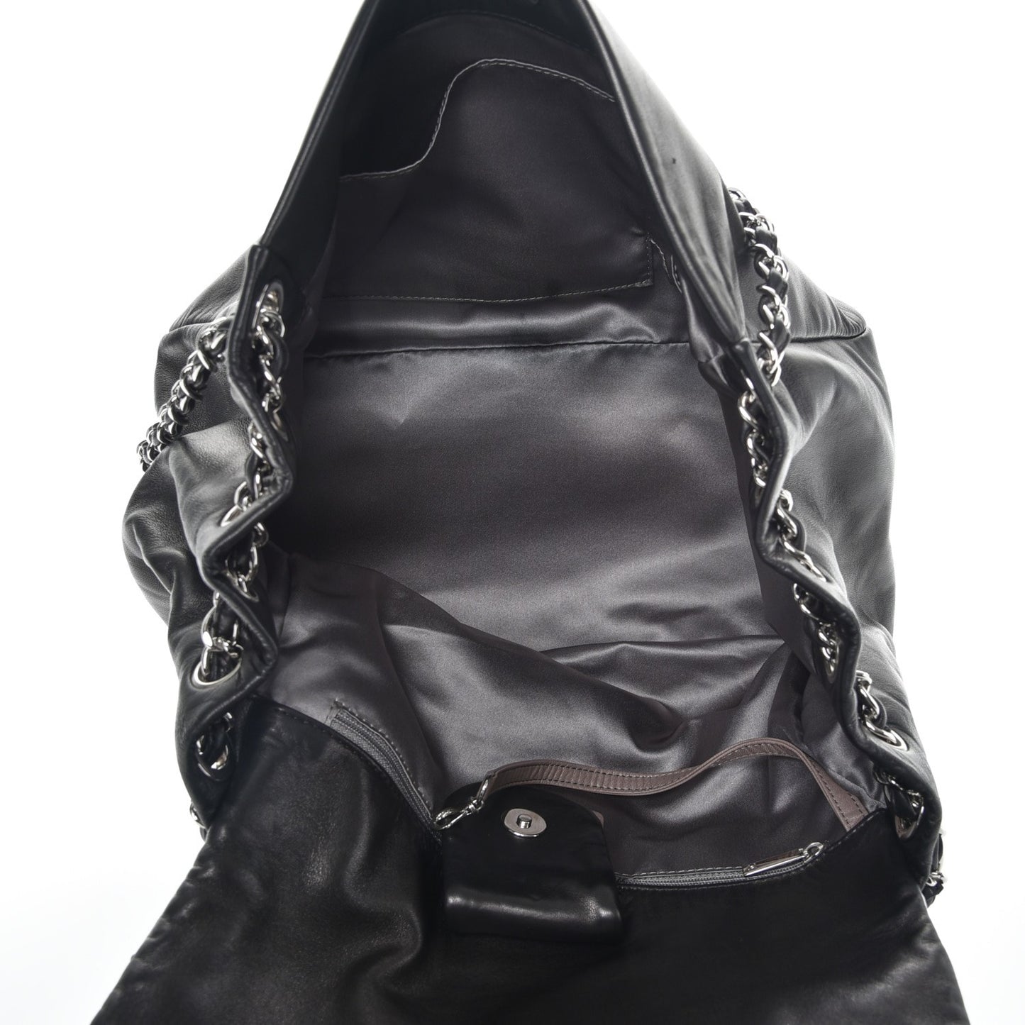 Lambskin Patchwork Accordion Flap Black White