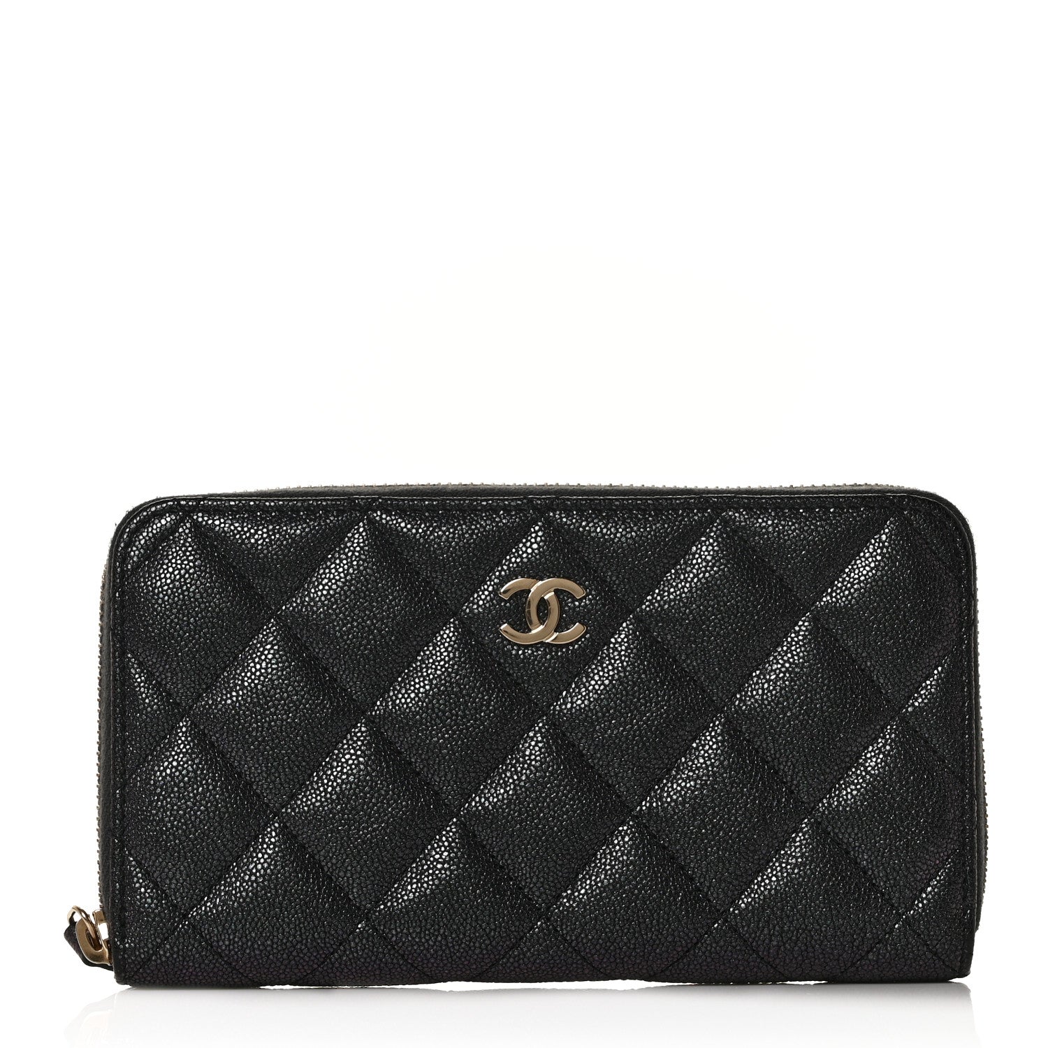 Chanel Iridescent Caviar Quilted Medium Zip Around Wallet Black 1 of 11